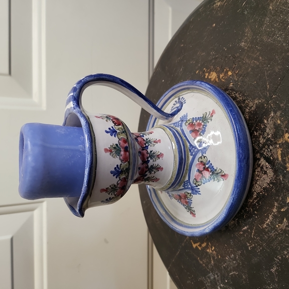 Keck Keramic Goldmedaille 1987 Pottery Candle Holder Germany Blue 4 3/4" - Picture 3 of 9